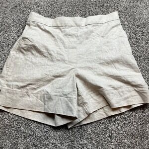 Banana Republic Shorts Womens M High Rise Linen Blend Beige Elastic Waist